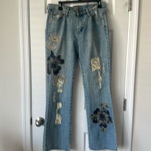 Vintage Z Camaricci distressed flower patch denim jeans size 10